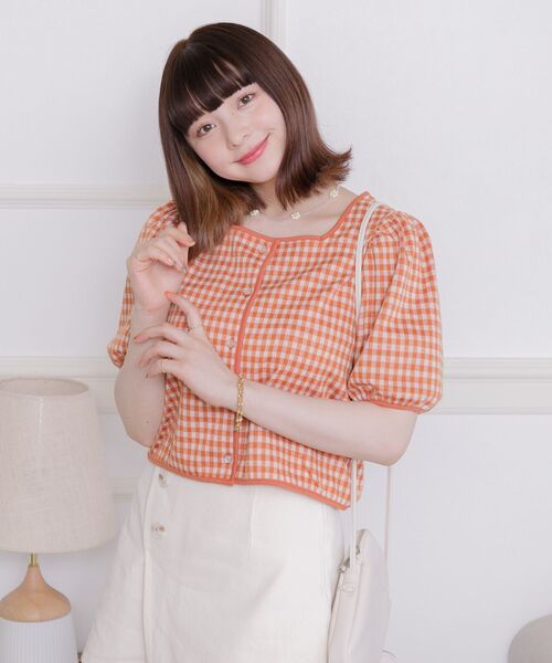 ems excite(エムズエキサイト)の「スクエアギンガムCT(Tシャツ/カットソー・レディース・ホワイト系その他/オレンジ系その他2/グリーン系その他2・FREE)」の12枚目の写真