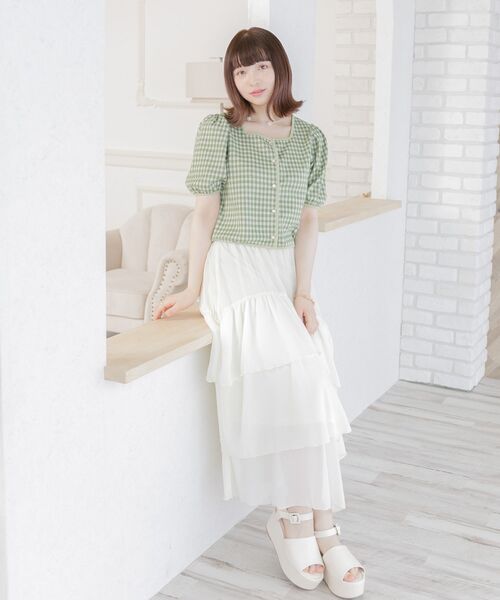 ems excite(エムズエキサイト)の「スクエアギンガムCT(Tシャツ/カットソー・レディース・ホワイト系その他/オレンジ系その他2/グリーン系その他2・FREE)」の16枚目の写真