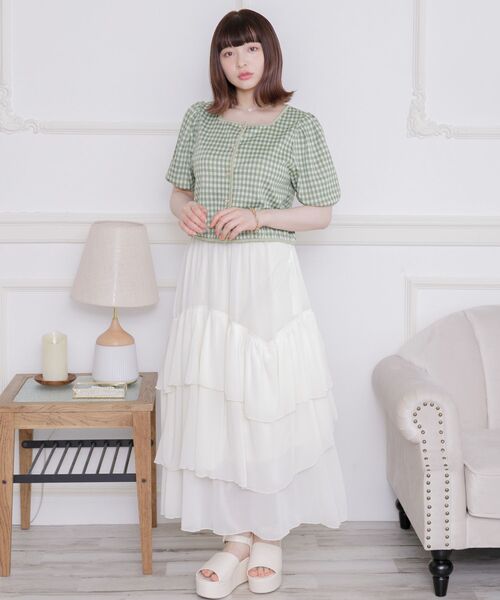 ems excite(エムズエキサイト)の「スクエアギンガムCT(Tシャツ/カットソー・レディース・ホワイト系その他/オレンジ系その他2/グリーン系その他2・FREE)」の5枚目の写真