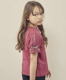 a.v.v（アーヴェヴェ）の「[140-150]チェックキャンディースリーブTシャツ（Tシャツ/カットソー・キッズ）」