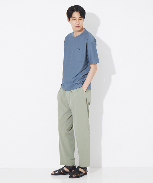 ABAHOUSE(アバハウス)の「カルゼ ワンボタン ポケット カラー Tシャツ(Tシャツ/カットソー・メンズ・ホワイト/グレイッシュブルー/エンジ/ブラック・44/46/48)」の5枚目の写真