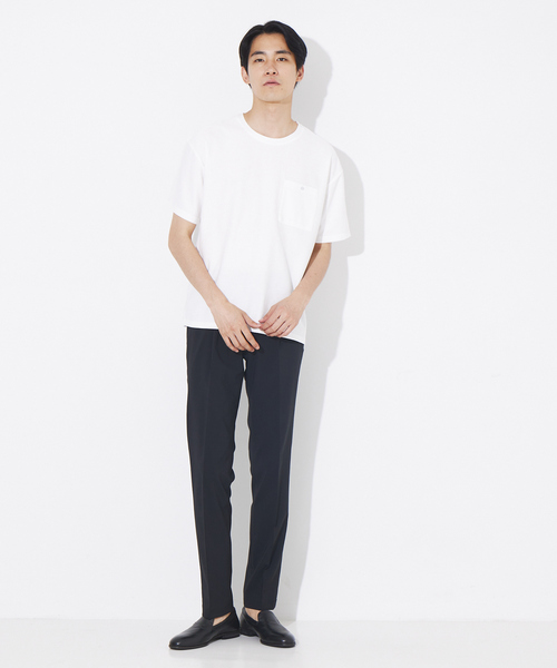 ABAHOUSE(アバハウス)の「カルゼ ワンボタン ポケット カラー Tシャツ(Tシャツ/カットソー・メンズ・ホワイト/グレイッシュブルー/エンジ/ブラック・44/46/48)」の6枚目の写真