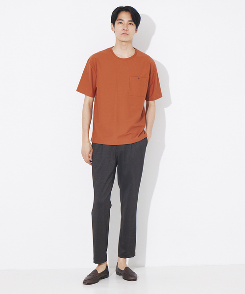 ABAHOUSE(アバハウス)の「カルゼ ワンボタン ポケット カラー Tシャツ(Tシャツ/カットソー・メンズ・ホワイト/グレイッシュブルー/エンジ/ブラック・44/46/48)」の7枚目の写真