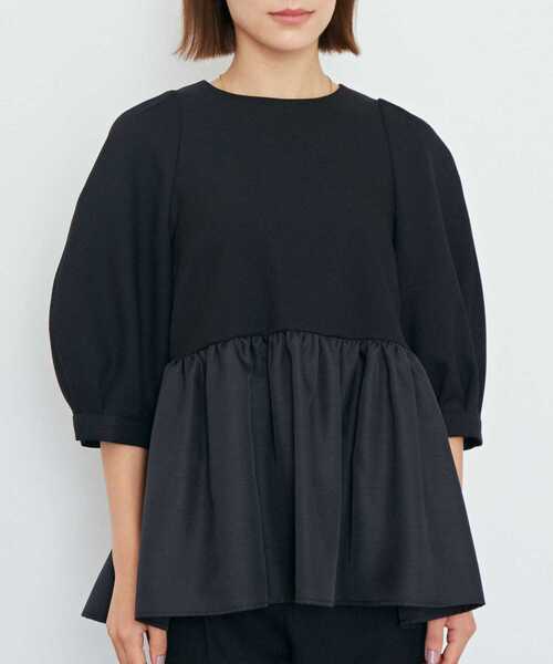 Tiara（ティアラ）の「パールボタンペプラムブラウス（シャツ/ブラウス・レディース・グレー/アイボリー/ブラック・FREE）」の11枚目の写真