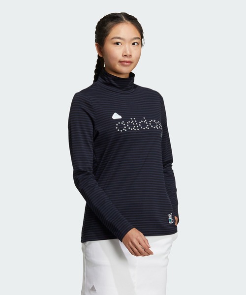アディダス 長袖Tシャツ ハイネック ボーダー柄 トップス ゴルフウエア レディース L/Gサイズ ピンク adidas 楽天市場】アディダス 長袖Tシャツ ハイネック ボーダー柄
