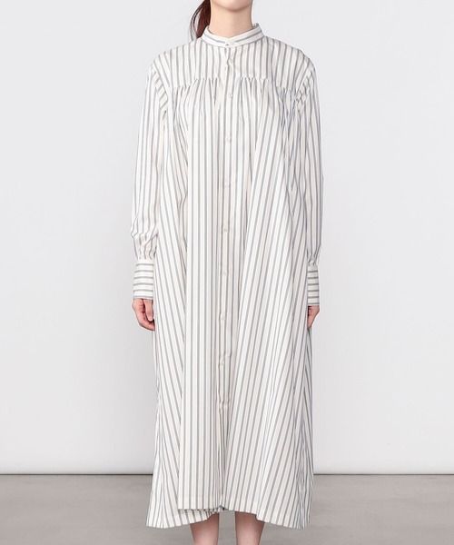HAVERSACK(ハバーザック)の「HAVERSACK | 〈別注〉ギャザーシャツワンピース STRIPE WOMEN(シャツワンピース・レディース・ホワイト系その他5・1)」の8枚目の写真