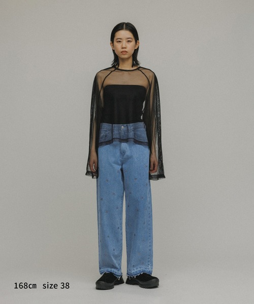 M TO R ムウ　ビジューデニム　36 M TO R（ムウトアール）の「［PANTS］BIJOU STRAIGHT DENIM