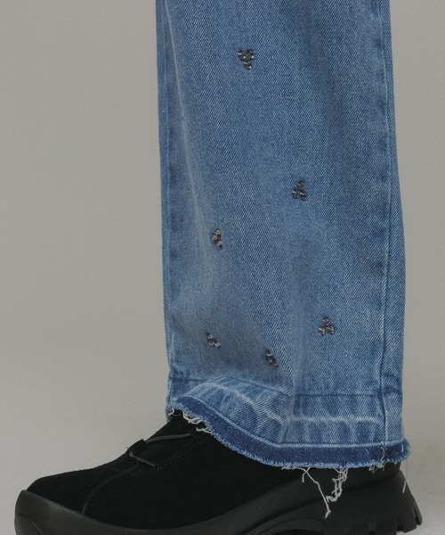 M ムウ MtoR ビジューストレートデニム ムウトアール ライトブルー 36 M ムウ MtoR ビジューストレートデニム ムウトアール ライト