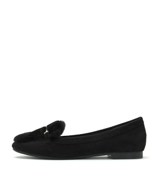 grandfleur（グランドフルール）の「フェイクファーのビット付きフラットローファーパンプス（ローファー・レディース・ブラック/ベージュ/グレイッシュベージュ・22.5cm/23.5cm/24.5cm/23.0cm/24.0cm）」の4枚目の写真