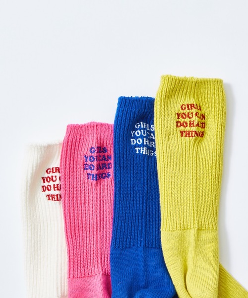 CIAOPANIC TYPY(チャオパニックティピー)の「【靴下屋×TYPY】刺繍ベタクルーソックス(ソックス/靴下・レディース・オフホワイト/ブルー/ピンク/ライム・ONE SIZE)」の18枚目の写真