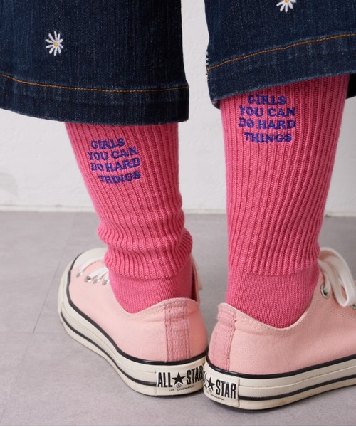 CIAOPANIC TYPY(チャオパニックティピー)の「【靴下屋×TYPY】刺繍ベタクルーソックス(ソックス/靴下・レディース・オフホワイト/ブルー/ピンク/ライム・ONE SIZE)」の14枚目の写真