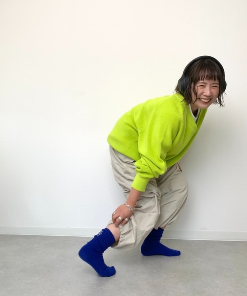 CIAOPANIC TYPY(チャオパニックティピー)の「【靴下屋×TYPY】刺繍ベタクルーソックス(ソックス/靴下・レディース・オフホワイト/ブルー/ピンク/ライム・ONE SIZE)」の11枚目の写真