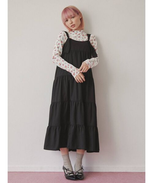 merry jenny（メリージェニー）の「knot strapティアードワンピース（ワンピース・レディース・ブラック/グレー/アイボリー・FREE）」の2枚目の写真