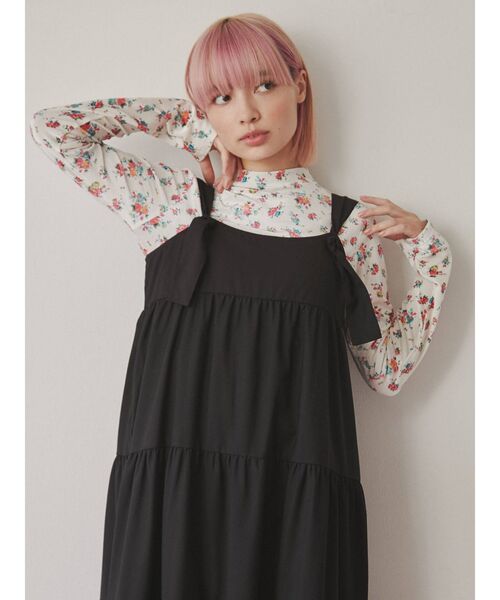 merry jenny（メリージェニー）の「knot strapティアードワンピース（ワンピース・レディース・ブラック/グレー/アイボリー・FREE）」の5枚目の写真