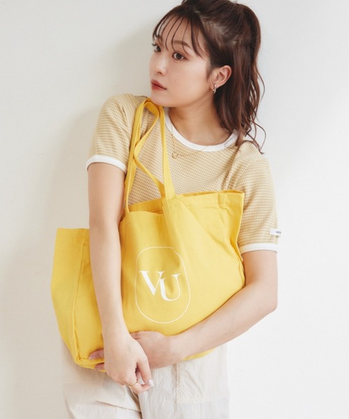 VANNIE U（ヴァニーユー）の「オーバルロゴトートバッグ/推しトート/ダブルポケット付（トートバッグ・レディース・グリーン/レッド/ピンク/イエロー/オレンジ/パープル/アイボリー/ブラック/ブルー・FREE）」の6枚目の写真