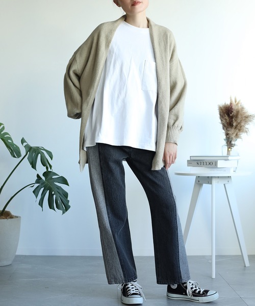 aimoha(アイモハ)の「シンプルチュニックトッパー カーディガン(カーディガン/ボレロ・レディース・ホワイト/ベージュ/ブラック/チョコ/グレー・FREE)」の5枚目の写真