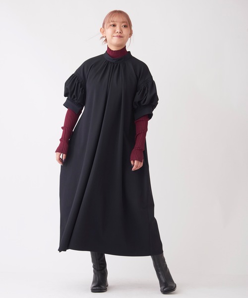 ランバンオンブルー長袖フレアロングワンピース ランバンオンブルー長袖フレアロングワンピース LANVIN en Bleu