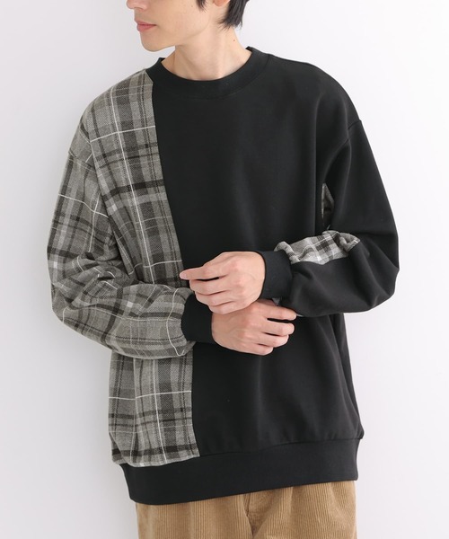 osharewalker(オシャレウォーカー)の「【廃盤】『チェック柄アシメ切替スウェット』(スウェット・メンズ・ブラック/カーキ・3/2)」の9枚目の写真