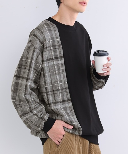 osharewalker(オシャレウォーカー)の「【廃盤】『チェック柄アシメ切替スウェット』(スウェット・メンズ・ブラック/カーキ・3/2)」の10枚目の写真