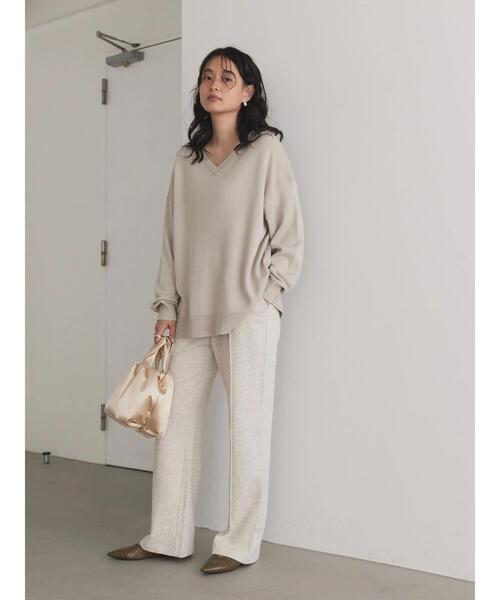 YORT 裏起毛タックパンツ 裏起毛 】カーブラインサイドタックワイドスウェットパンツ