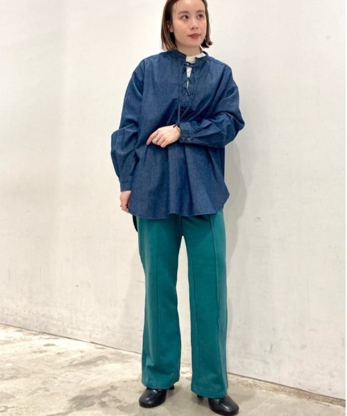 AMERICAN HOLIC(アメリカンホリック)の「センタータック裏起毛パンツ(その他パンツ・レディース・グリーン/ホワイト系その他/ブラック・L/M/S)」の5枚目の写真