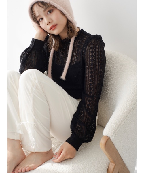 JUMELLE（ジュメロ）の「シアーレーストップ（その他トップス・レディース・ブラック/クリーム・FREE）」の12枚目の写真