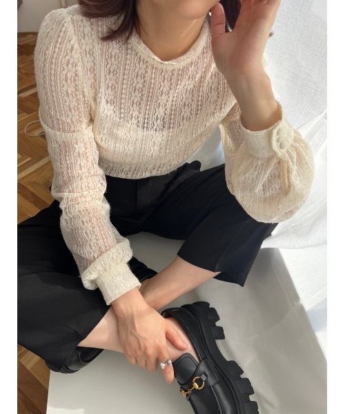 JUMELLE（ジュメロ）の「シアーレーストップ（その他トップス・レディース・ブラック/クリーム・FREE）」の7枚目の写真