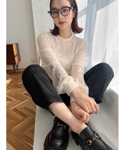 JUMELLE（ジュメロ）の「シアーレーストップ（その他トップス・レディース・ブラック/クリーム・FREE）」の5枚目の写真