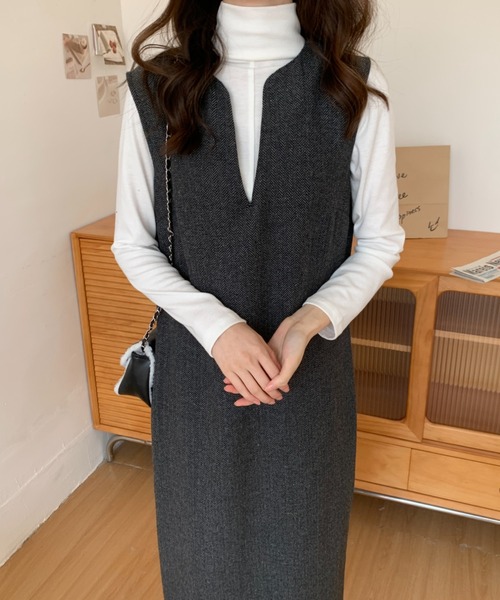 ABITOKYO(アビトーキョー)の「バックスリットスキッパーロングジャンパースカート(ジャンパースカート・レディース・グレー/ブラック/ブラウン・S/M)」の18枚目の写真