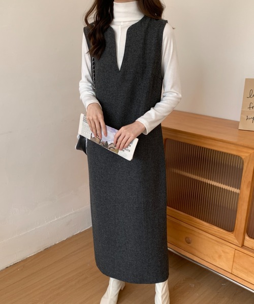 ABITOKYO(アビトーキョー)の「バックスリットスキッパーロングジャンパースカート(ジャンパースカート・レディース・グレー/ブラック/ブラウン・S/M)」の16枚目の写真