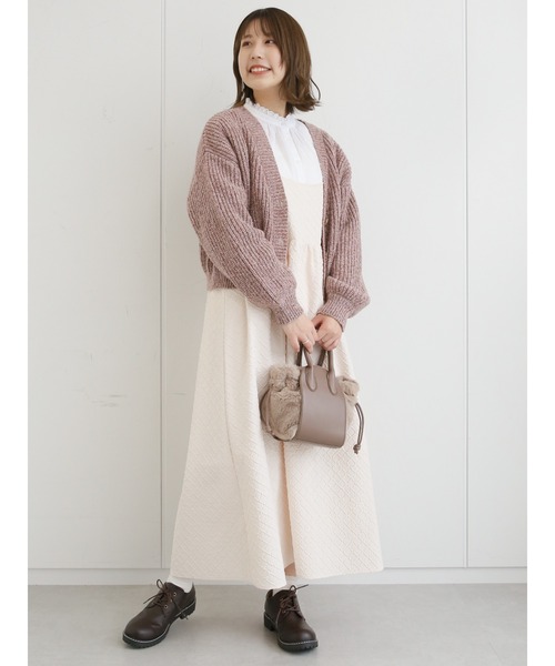 ehka sopo(エヘカソポ)の「ふくれジャカードキャミワンピース(ワンピース・レディース・ブラック/キナリ/ブルー・フリ-)」の14枚目の写真