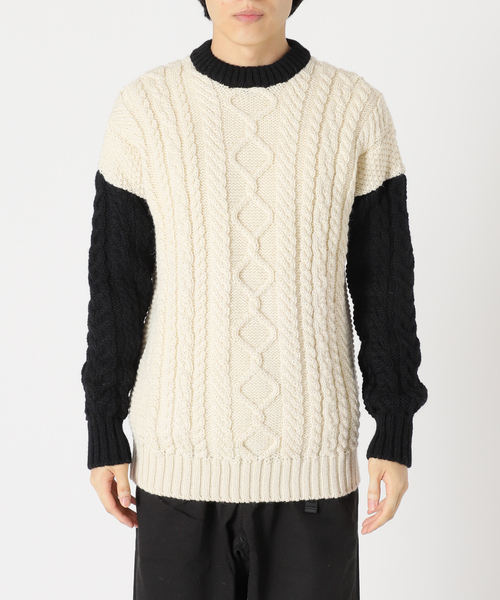 Guernsey（ガンジー）の「【Guernsey Woollens×JS 】別注 クレイジーアラン クルーネックニット（ニット/セーター・メンズ・チャコールグレー/ブラック/アイボリー・MEDIUM/LARGE）」の16枚目の写真