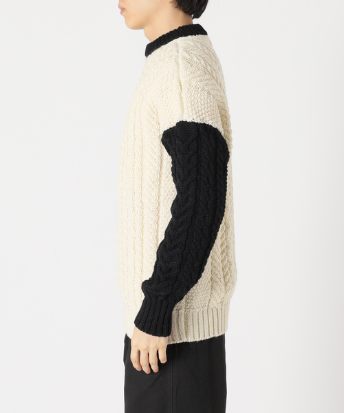 Guernsey（ガンジー）の「【Guernsey Woollens×JS 】別注 クレイジーアラン クルーネックニット（ニット/セーター・メンズ・チャコールグレー/ブラック/アイボリー・MEDIUM/LARGE）」の8枚目の写真