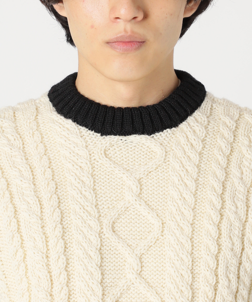 Guernsey（ガンジー）の「【Guernsey Woollens×JS 】別注 クレイジーアラン クルーネックニット（ニット/セーター・メンズ・チャコールグレー/ブラック/アイボリー・MEDIUM/LARGE）」の6枚目の写真
