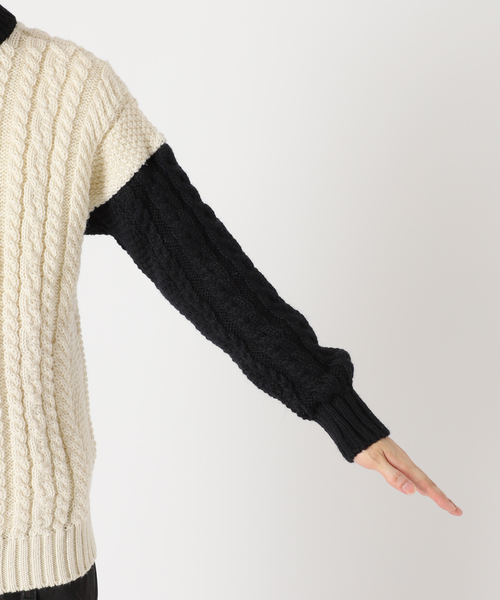 Guernsey（ガンジー）の「【Guernsey Woollens×JS 】別注 クレイジーアラン クルーネックニット（ニット/セーター・メンズ・チャコールグレー/ブラック/アイボリー・MEDIUM/LARGE）」の13枚目の写真