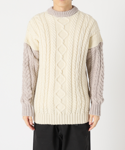 Guernsey（ガンジー）の「【Guernsey Woollens×JS 】別注 クレイジーアラン クルーネックニット（ニット/セーター・メンズ・チャコールグレー/ブラック/アイボリー・MEDIUM/LARGE）」の5枚目の写真