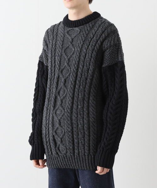 Guernsey（ガンジー）の「【Guernsey Woollens×JS 】別注 クレイジーアラン クルーネックニット（ニット/セーター・メンズ・チャコールグレー/ブラック/アイボリー・MEDIUM/LARGE）」の18枚目の写真