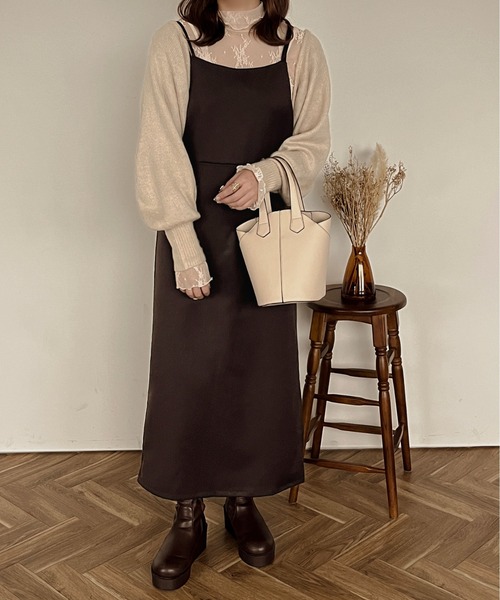 apres jour clair（アプレジュールクレア）の「【apres jour clair】ストレートキャミワンピース【ZOZOTOWN限定アイテム】（ワンピース・レディース・ダークブラウン/ベージュ/ブラック・フリー/X-LARGE）」の12枚目の写真