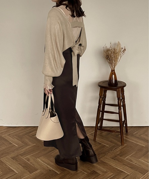 apres jour clair（アプレジュールクレア）の「【apres jour clair】ストレートキャミワンピース【ZOZOTOWN限定アイテム】（ワンピース・レディース・ダークブラウン/ベージュ/ブラック・フリー/X-LARGE）」の14枚目の写真