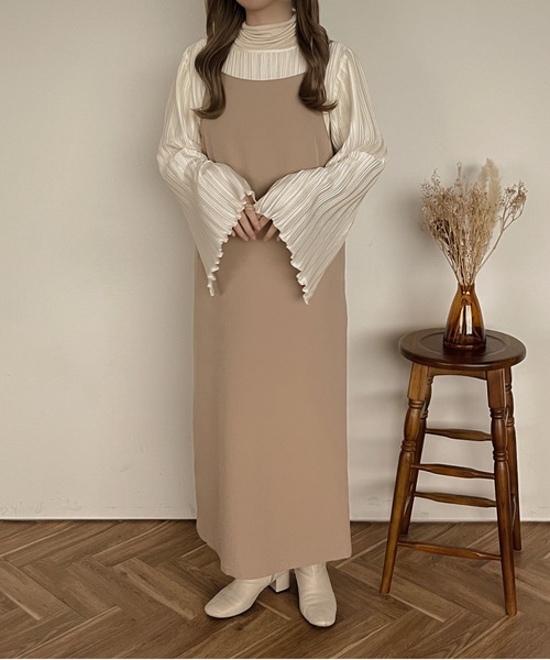 apres jour clair（アプレジュールクレア）の「【apres jour clair】ストレートキャミワンピース【ZOZOTOWN限定アイテム】（ワンピース・レディース・ダークブラウン/ベージュ/ブラック・フリー/X-LARGE）」の15枚目の写真