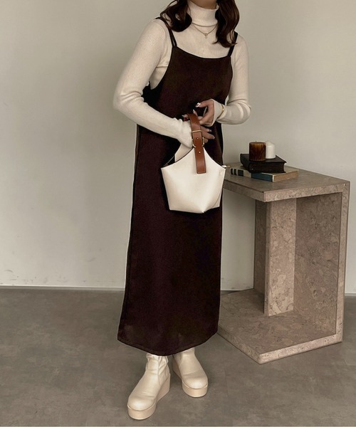 apres jour clair（アプレジュールクレア）の「【apres jour clair】ストレートキャミワンピース【ZOZOTOWN限定アイテム】（ワンピース・レディース・ダークブラウン/ベージュ/ブラック・フリー/X-LARGE）」の9枚目の写真
