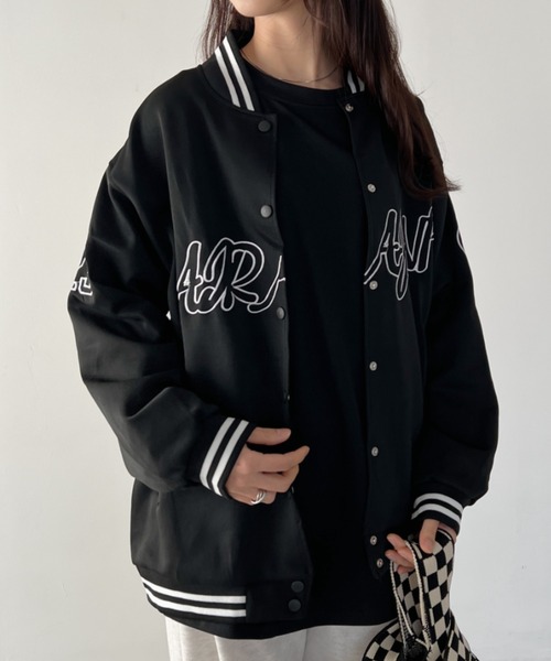 CLEA（クレア）の「ストリートロゴ刺繍BIGスタジャン（スタジャン・レディース・ブラック/ホワイト・FREE）」の9枚目の写真