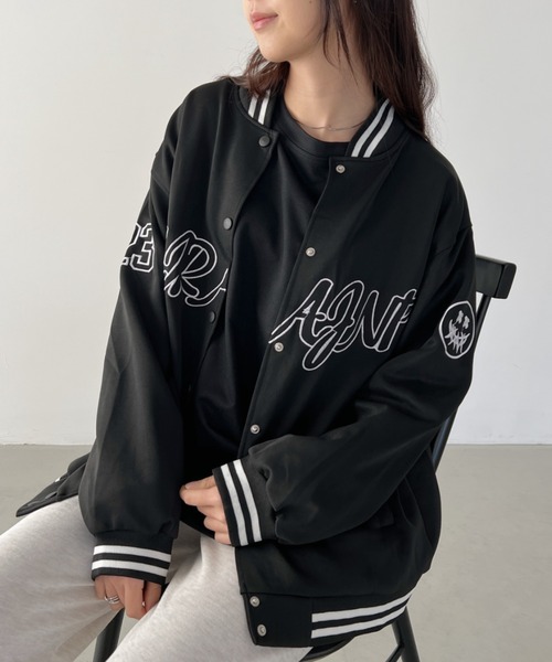 CLEA（クレア）の「ストリートロゴ刺繍BIGスタジャン（スタジャン・レディース・ブラック/ホワイト・FREE）」の5枚目の写真