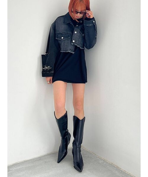 EMODA(エモダ)の「スリットスリーブデニムジャケット(デニムジャケット・レディース・ブラック/インディゴブルー/アイボリー・FREE)」の15枚目の写真