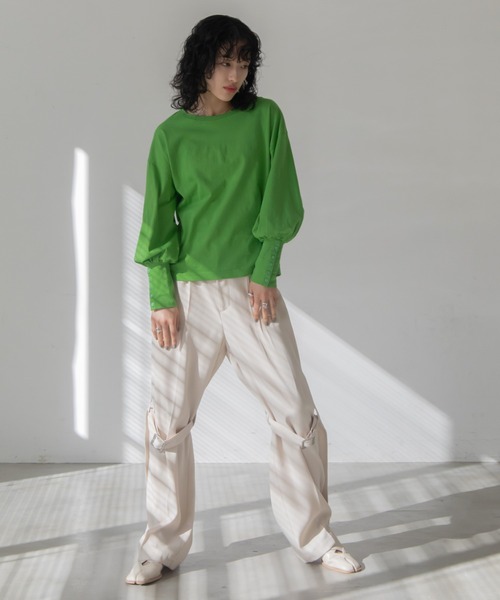 VACANCY（ヴァカンシー）の「袖ボリュームカフスボタントップス（Tシャツ/カットソー・レディース・ライトグレー/ブラック/グリーン・FREE）」の10枚目の写真