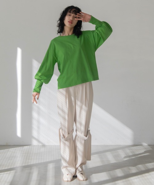 VACANCY（ヴァカンシー）の「袖ボリュームカフスボタントップス（Tシャツ/カットソー・レディース・ライトグレー/ブラック/グリーン・FREE）」の11枚目の写真