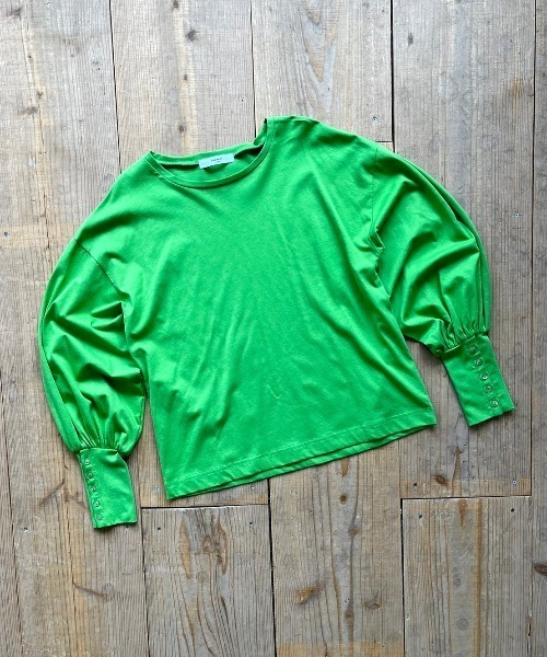 VACANCY（ヴァカンシー）の「袖ボリュームカフスボタントップス（Tシャツ/カットソー・レディース・ライトグレー/ブラック/グリーン・FREE）」の14枚目の写真