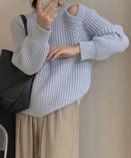 Girly Doll(ガーリードール)の「ニット・セーター(ニット/セーター・レディース・ベージュ/ブルー・F)」の6枚目の写真