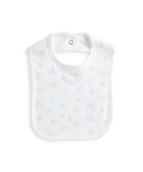 POLO RALPH LAUREN CHILDRENSWEAR(ポロ ラルフ ローレン チルドレンズウェア)の「ベアプリント オーガニック コットン ビブ(スタイ/よだれかけ・キッズ・ブルー・ONE)」の1枚目の写真