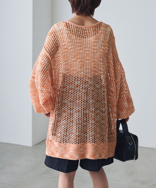 美品 22SS プランテーション メランジFLAT/カーディガン M 綿麻 美品 22SS プランテーション メランジFLAT/カーディガン M 綿麻